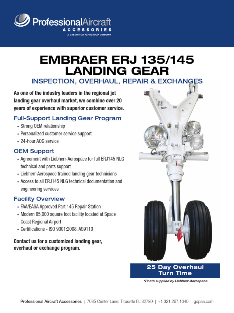 Pro Air ERJ 135 145 Flyer 09 29 15 | PDF | Landing Gear | Aircraft