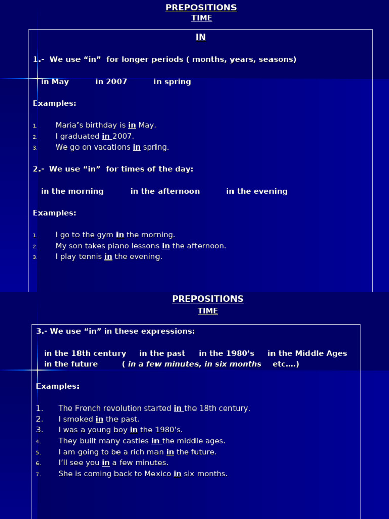 Preposition IN | PDF