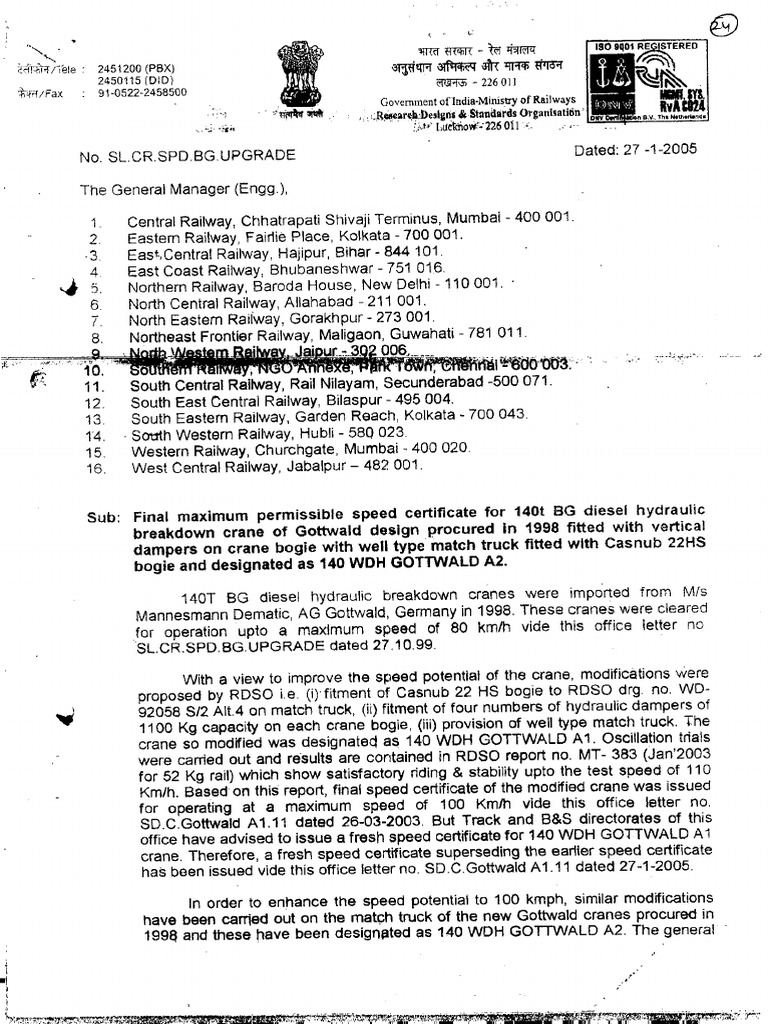Speed Certificate Gottwald A2 | PDF