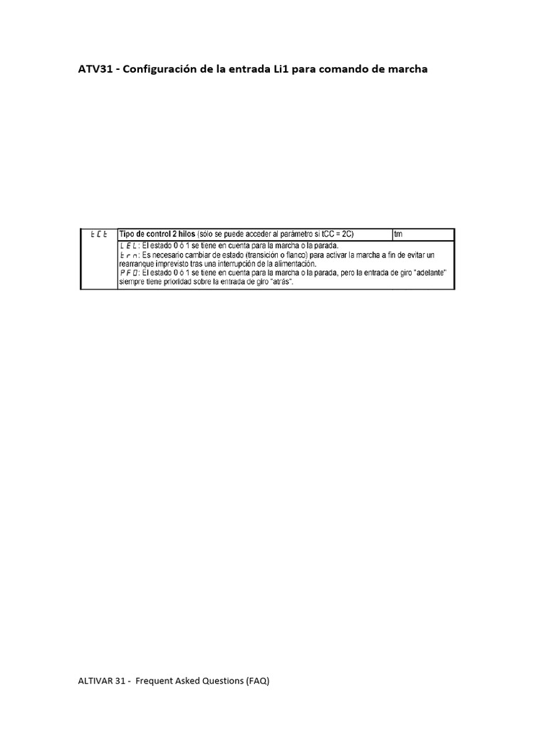 Configuración de entrada Li1 en ATV31 | PDF