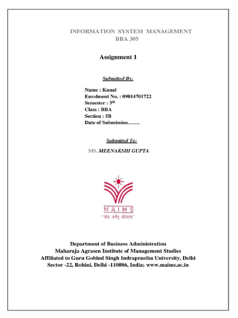 Kunal 09014701722 Bba.5b Assignment.1 | PDF