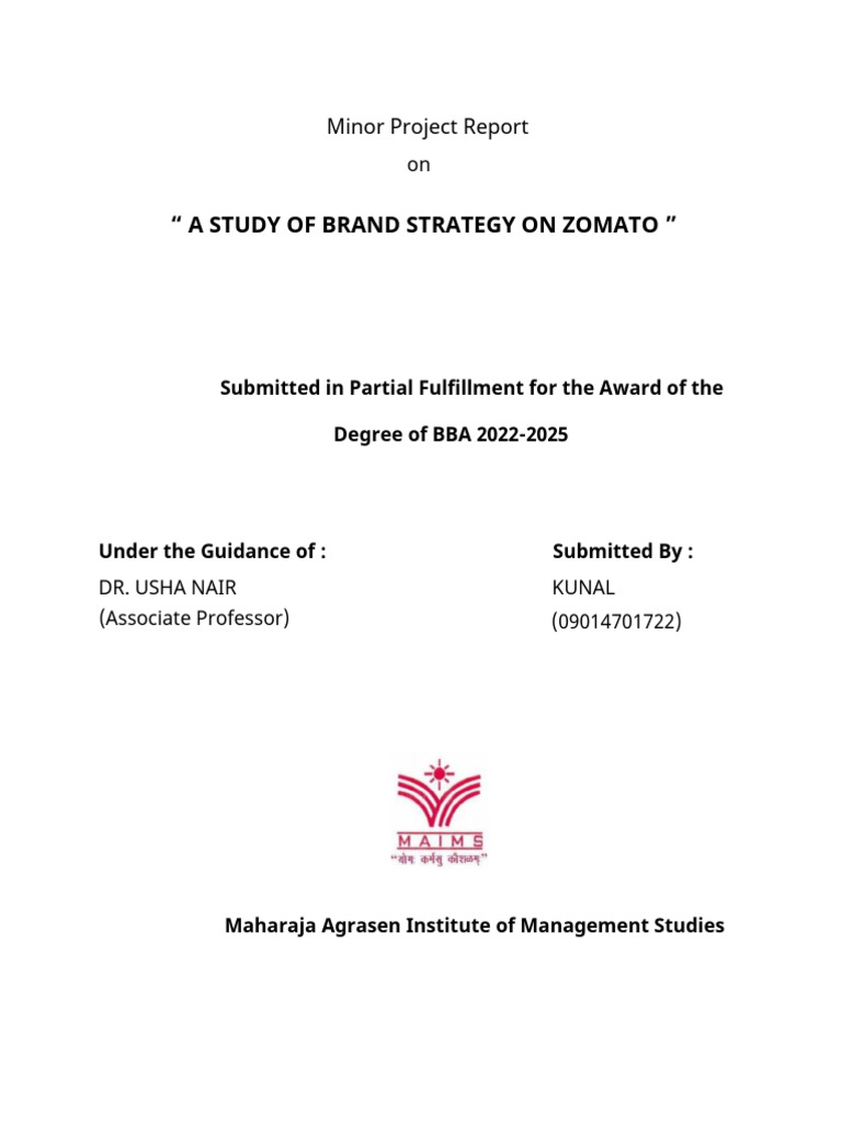 Zomato Brand Strategy Analysis Report | PDF | Methodology | Brand