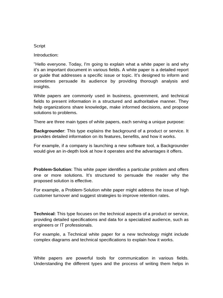 White Paper Script | PDF | Business | Art