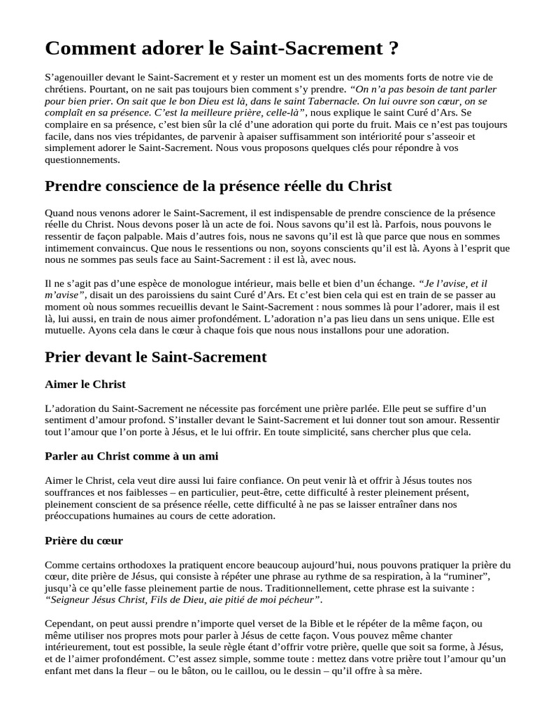 Clés pour adorer le Saint-Sacrement | PDF | Rosaire | Eucharistie