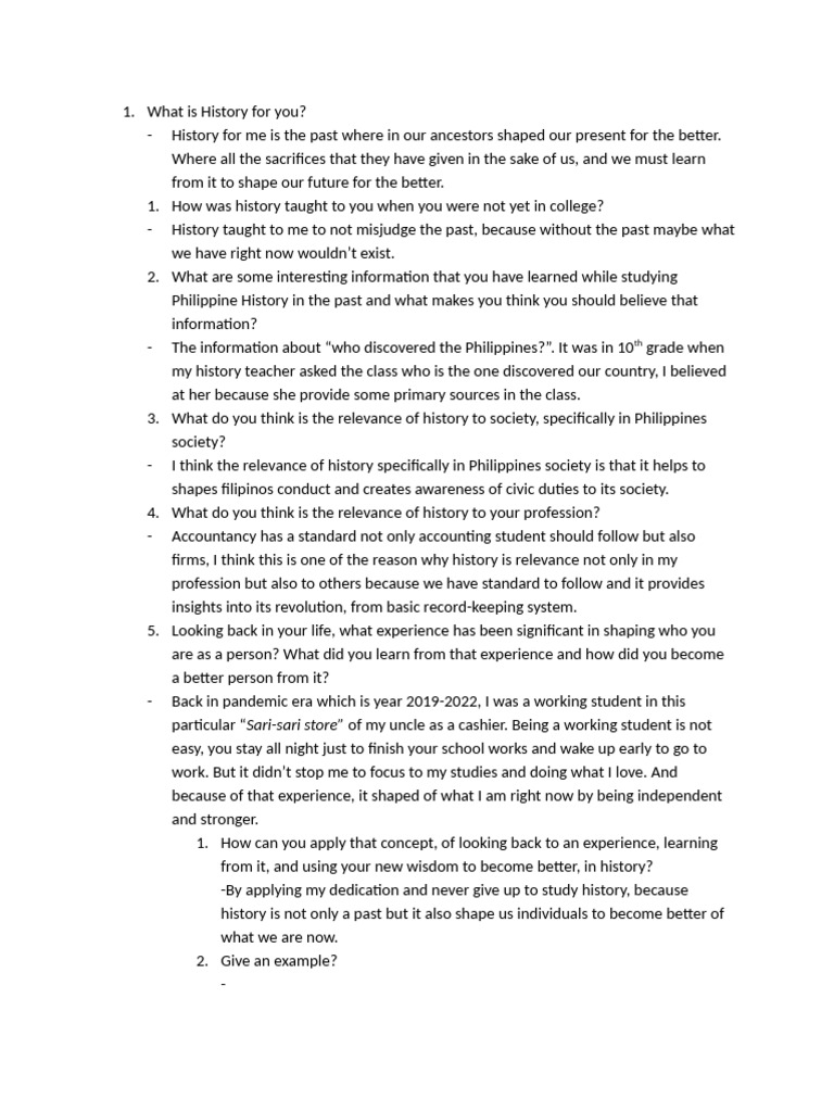 The Importance of History in Personal Growth | PDF | Experience