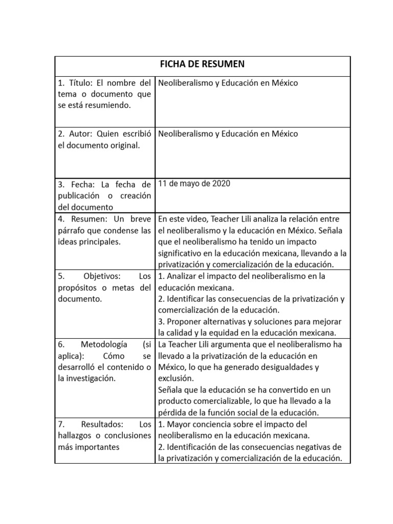 Neoliberalismo y Educación en México | PDF | Neoliberalismo | México