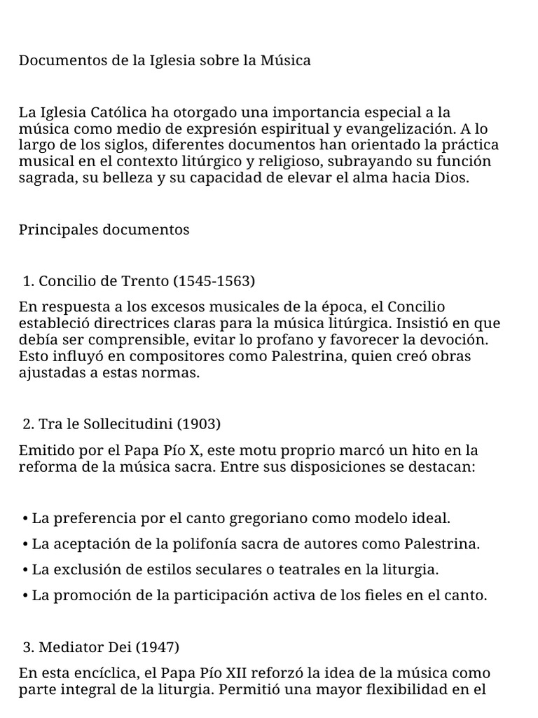 Documentos de la Iglesia sobre Música Litúrgica | PDF | Musica ...