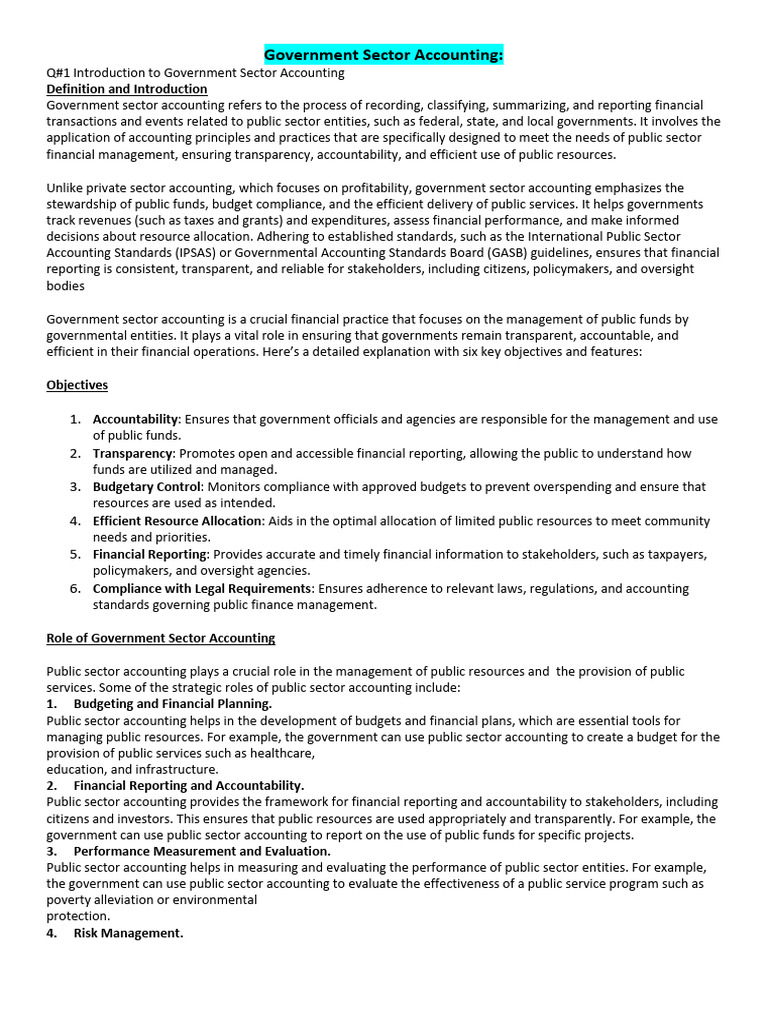 Overview of Government Sector Accounting | PDF | Expense | Audit
