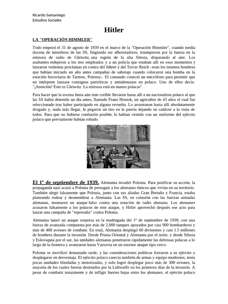 Hitler - Polonia | PDF | Alemania nazi | Guerra relámpago