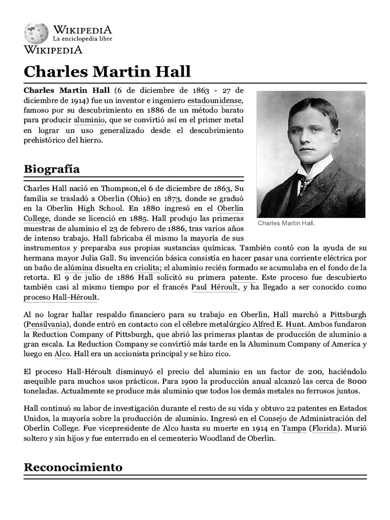 Charles Martin Hall Overview | PDF