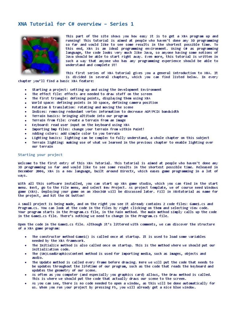 XNA Tutorial For CSharp PDF Cartesian Coordinate System Matrix