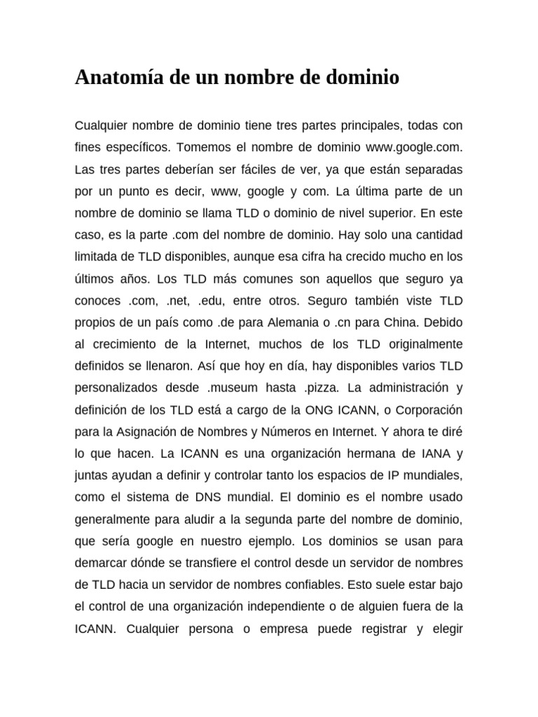 Estructura y tipos de nombres de dominio | PDF | Nombre de dominio ...