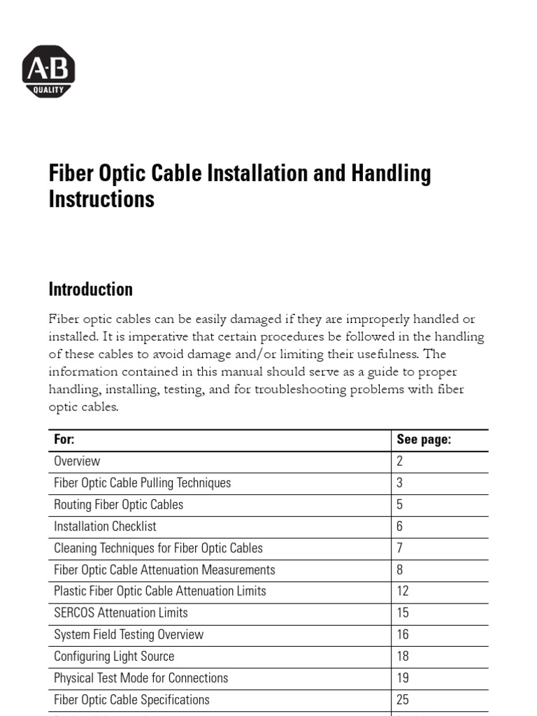 Fibre Optic Cable Installation | PDF