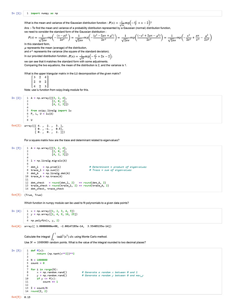 2024 Week 12 - Jupyter Notebook | PDF | Normal Distribution | Matrix ...