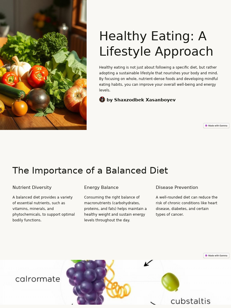 Healthy Eating: A Sustainable Lifestyle | PDF | Healthy Diet | Nutrients