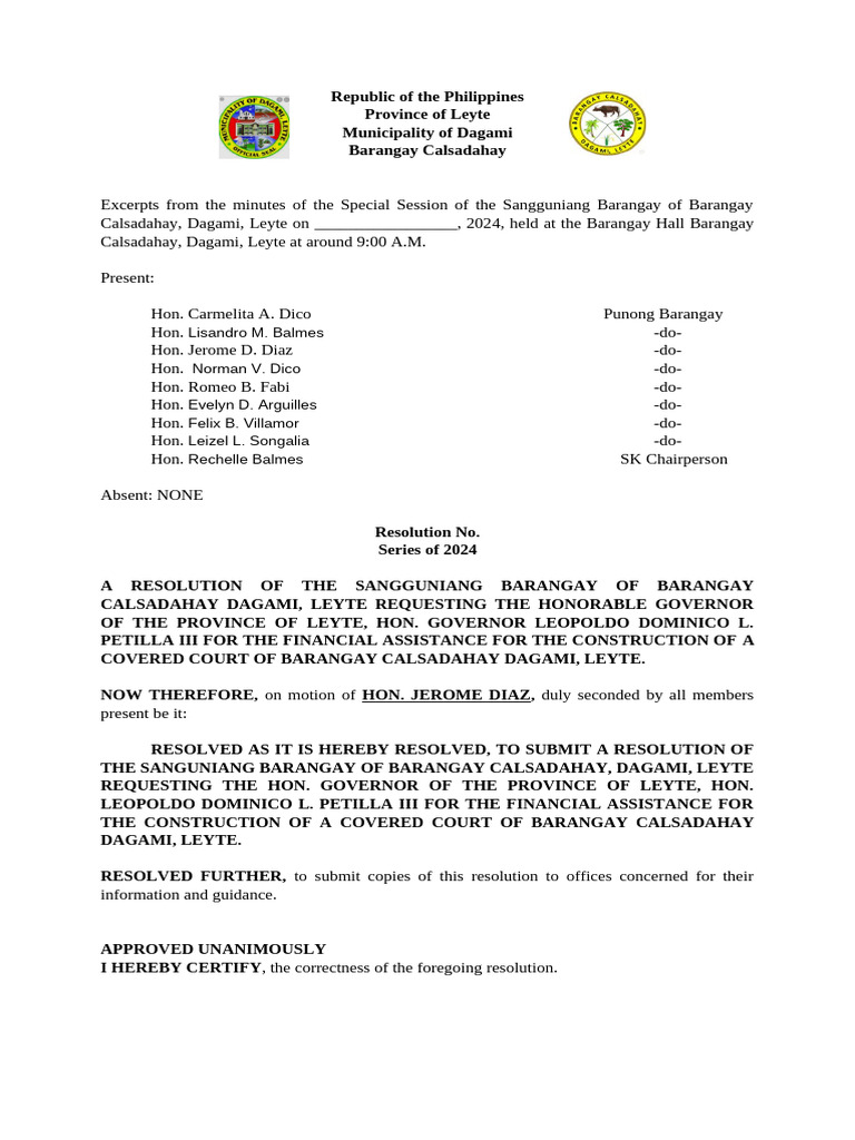 Resolution for Covered Court Funding | PDF