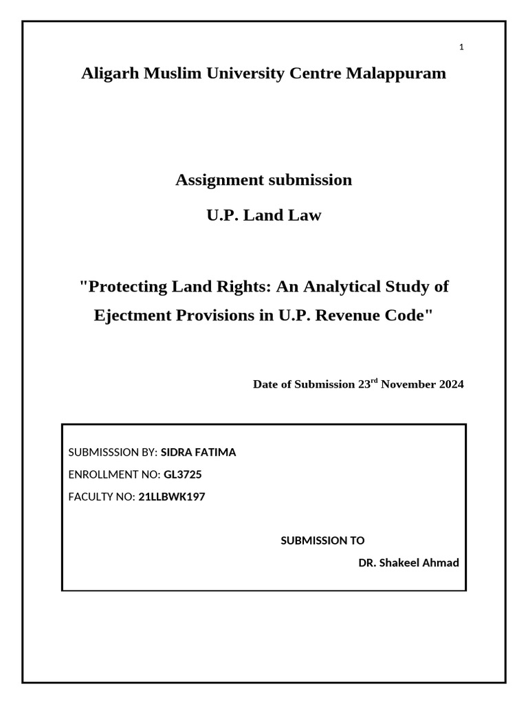 Protecting land rights an analytical study of ejectment provisions in