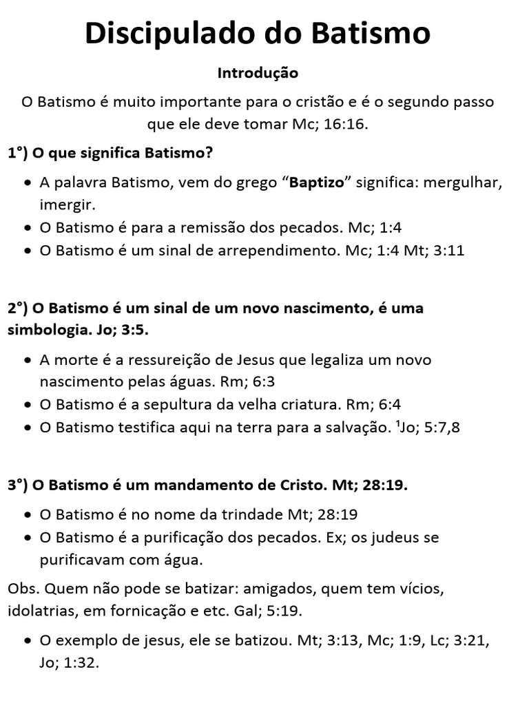 Importância do Batismo no Discipulado | PDF | Religião e Espiritualidade