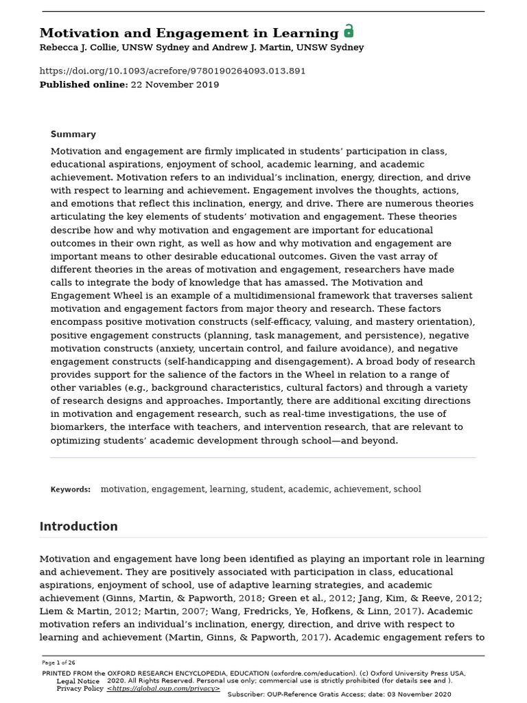 Understanding Student Motivation & Engagement | PDF | Motivation ...