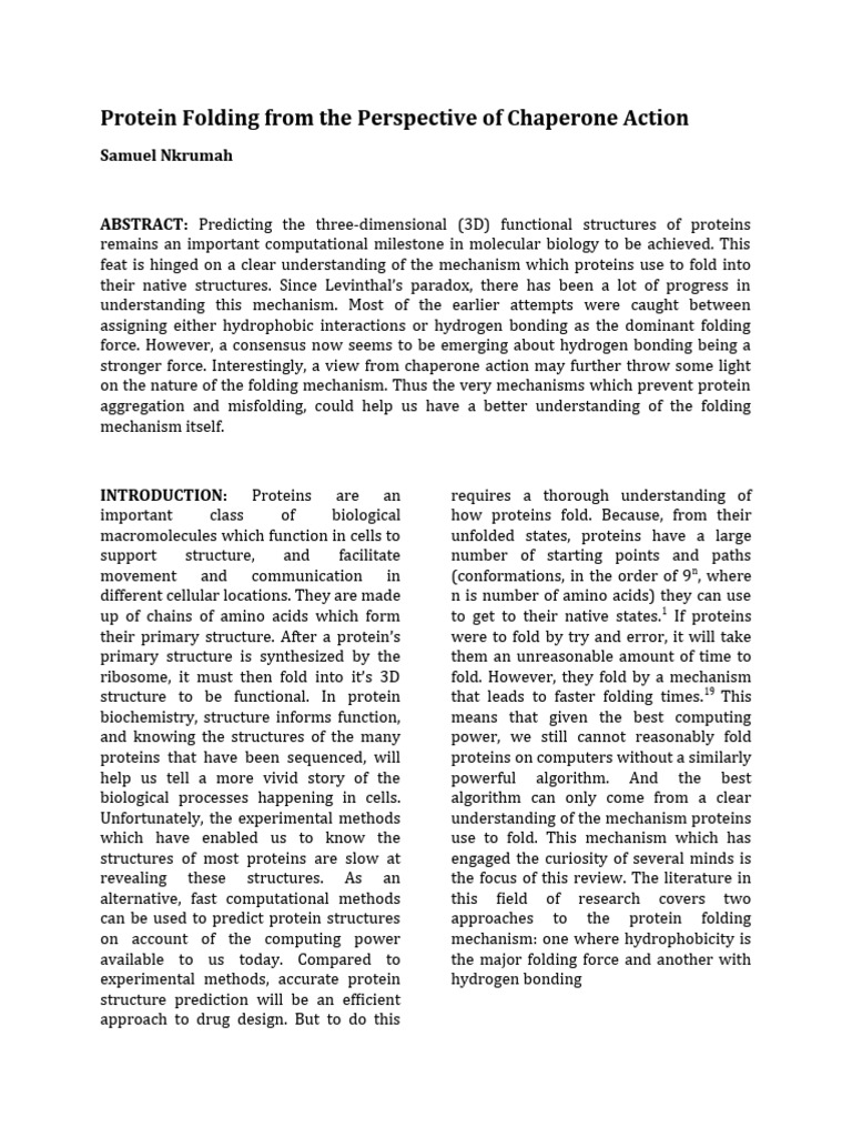 Protein Folding From The Perspective of | PDF | Protein Folding | Proteins