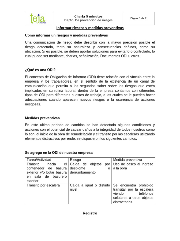 Riesgos Laborales y Medidas Preventivas | PDF | Business