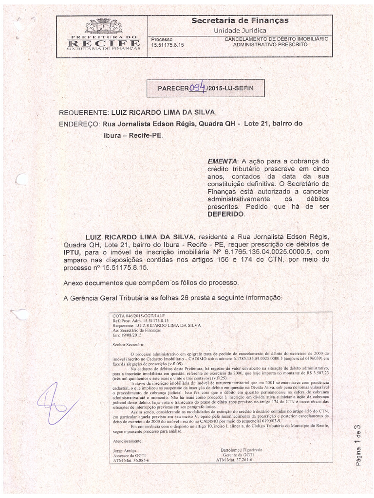 Prescrição Iptu Prefeitura Do Recife Pdf