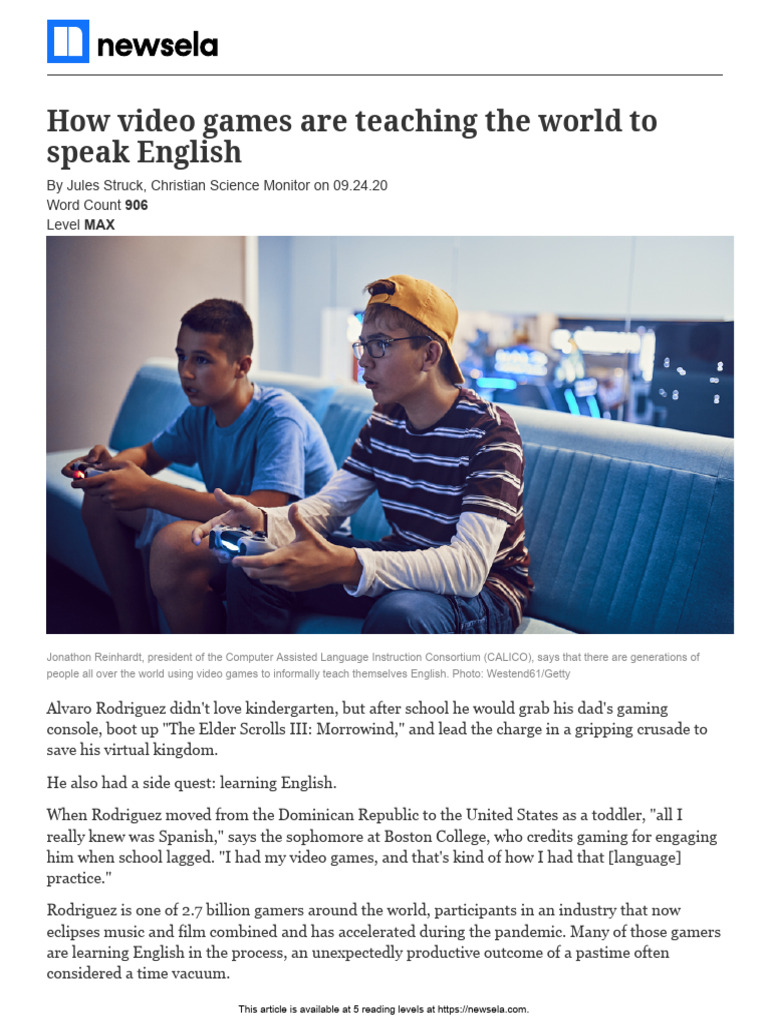 Video Games as English Learning Tools | PDF | Language Acquisition ...