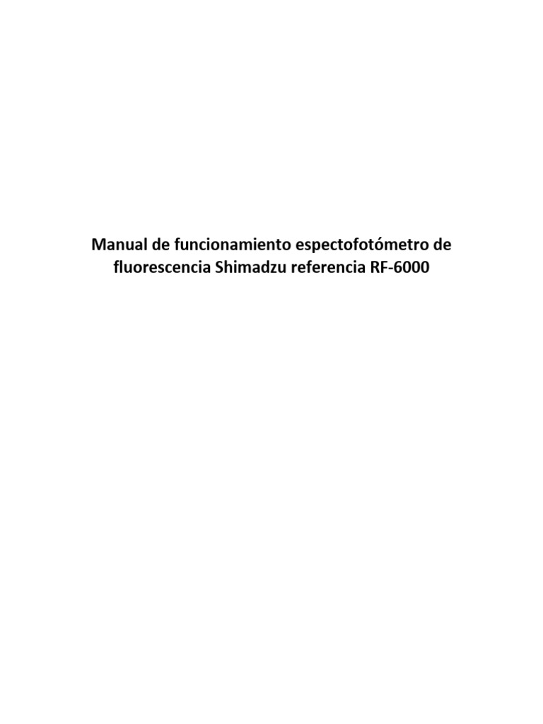 Manual Espectrofluorímetro RF6000 27112023 | PDF | Espectro de emisión ...