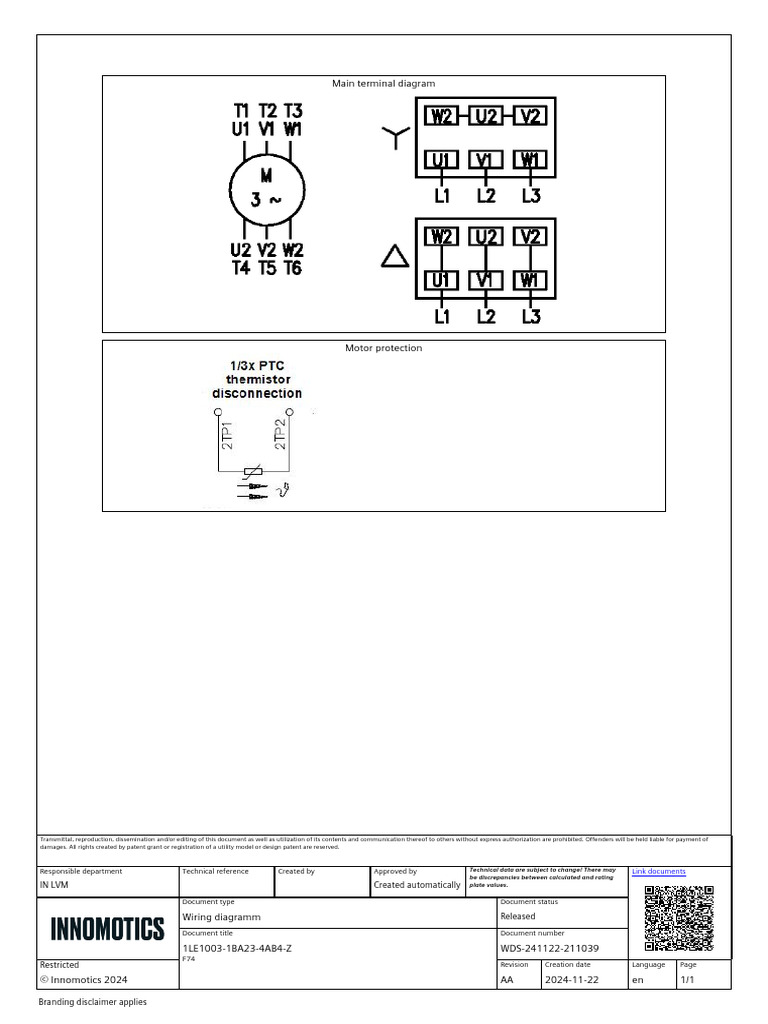 Main Terminal Diagram for Motor Protection | PDF