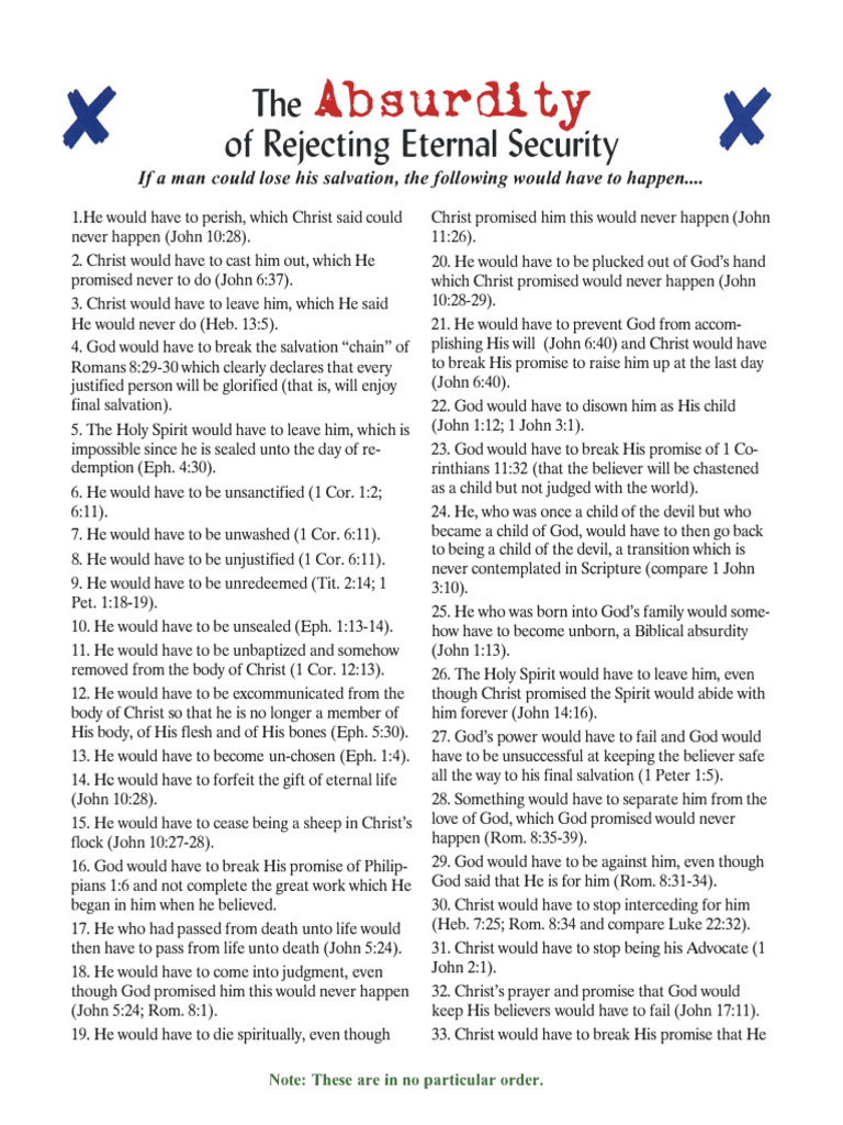 The Absurdity of Rejecting The Eternal Security | PDF | Eternal Life ...