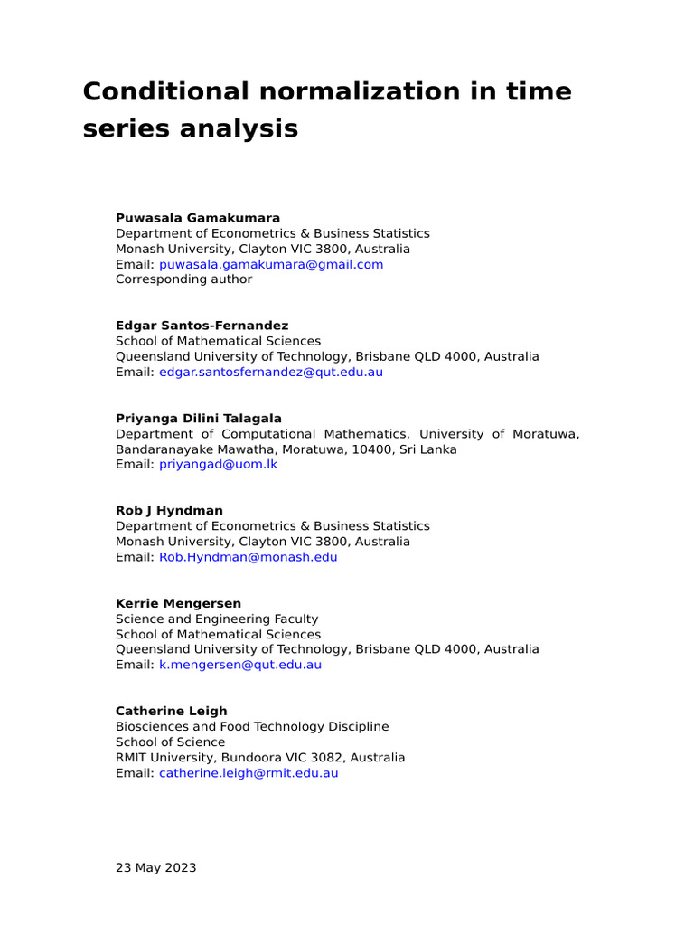 Conditional Normalization in Time Series Analysis | PDF | Time Series ...