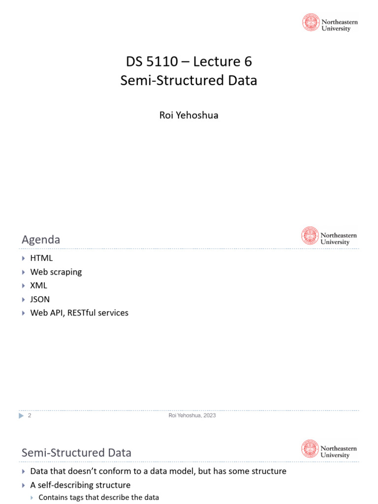 Lecture 6 - Semi-Structured Data | PDF | Xml | X Path