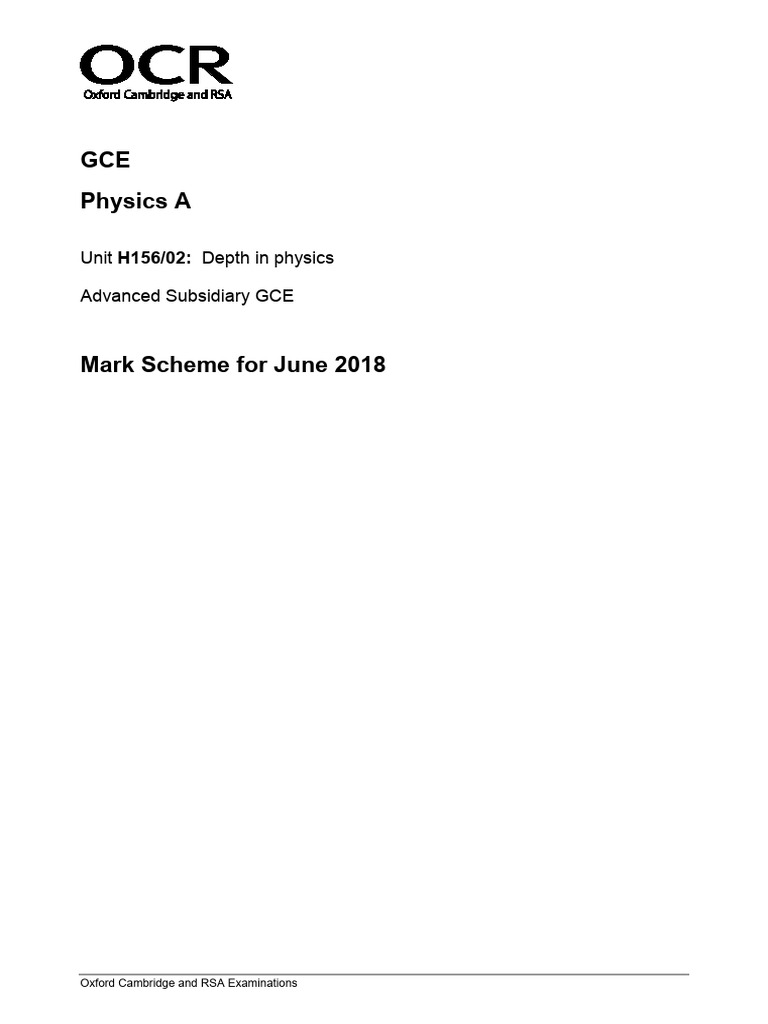 Physics OCR A QP With Answers June18 | PDF | Momentum | Physical Phenomena