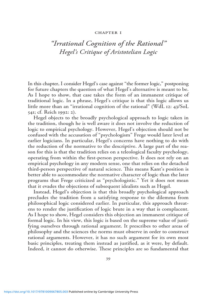 Irrational Cognition of The Rational | PDF | Logic | Axiom