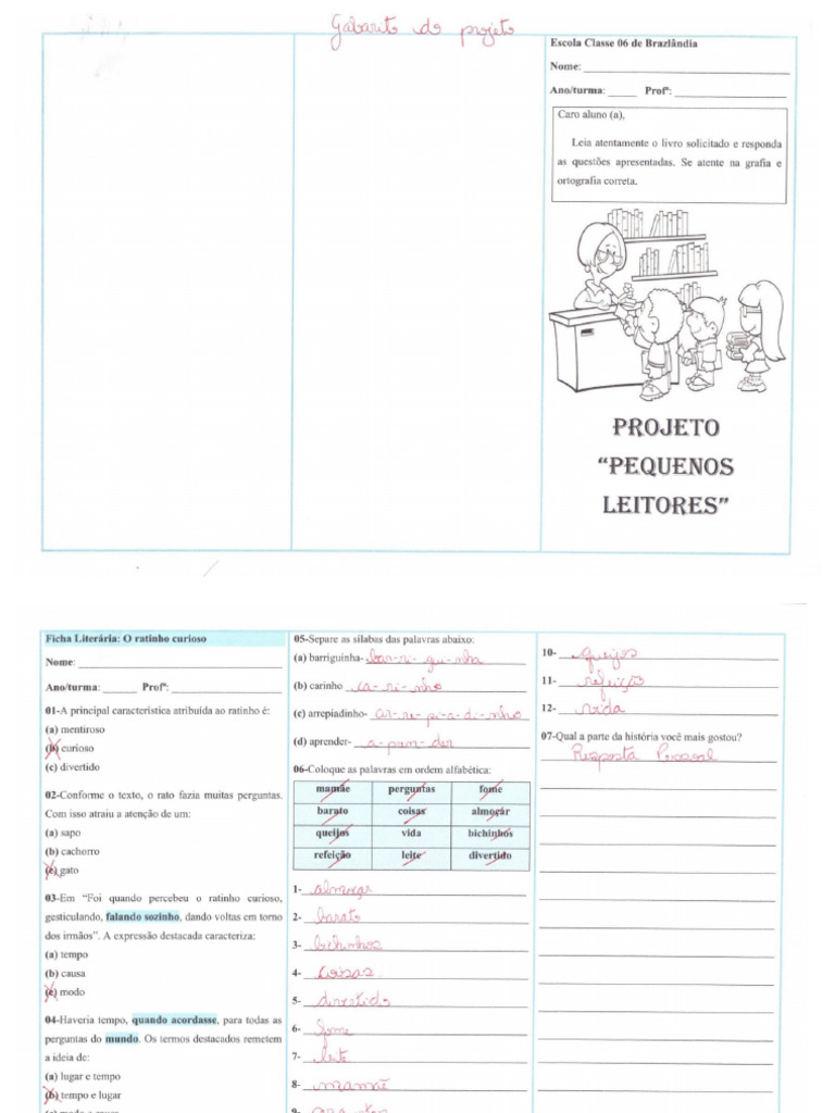 Gabarito Do Projeto Pequenos Leitores Pdf