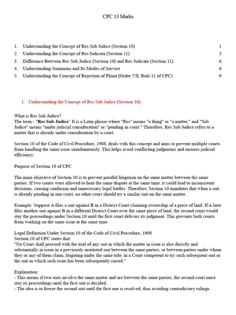 CPC 13 Marks (1) | PDF | Lawsuit | Res Judicata
