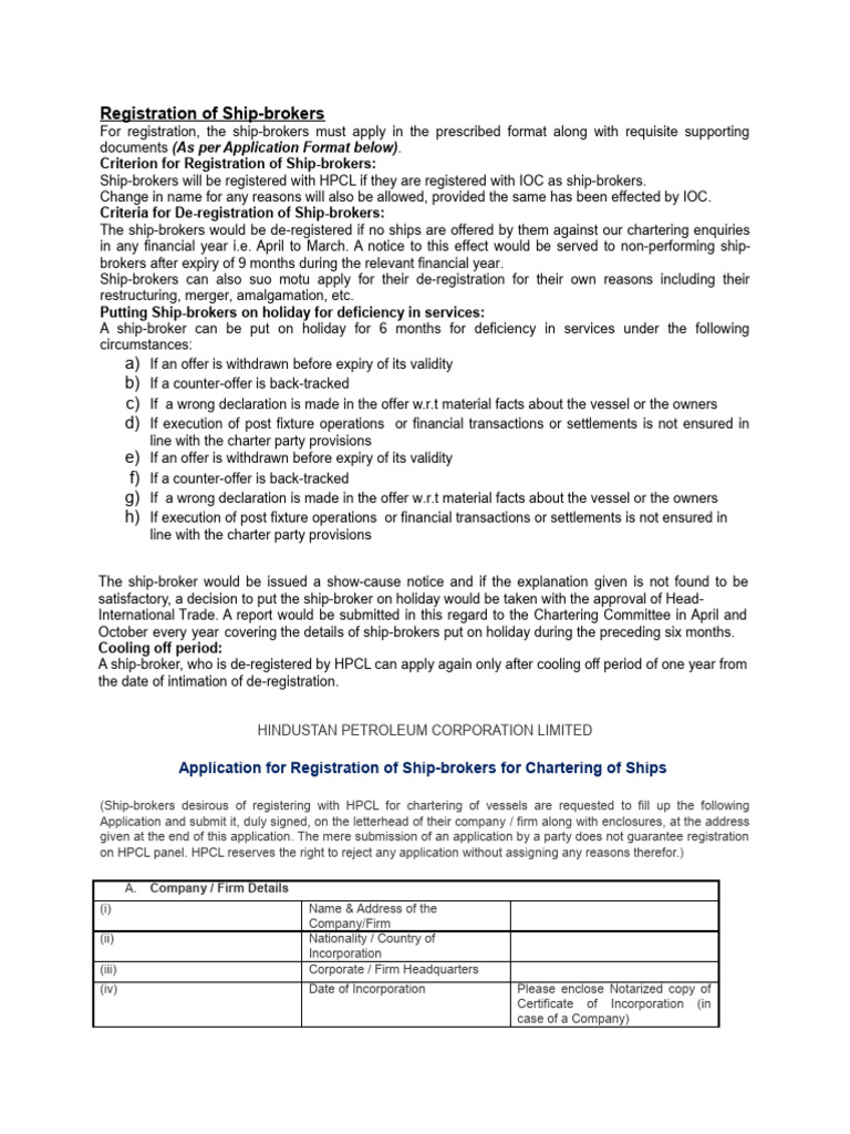 Policy For Ship Brokers Registration and de Registration | PDF | Mail