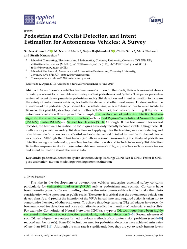 Pedestrian and Cyclist Detection and Intent Estimation For Autonomous ...