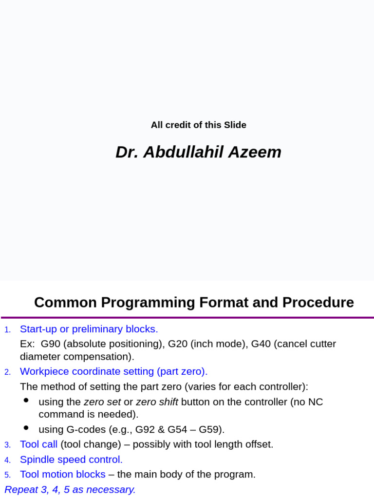 L06 Part Programming 2 | PDF | Numerical Control | Tools