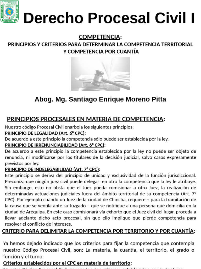 Competencia Territorial y Cuantía en Derecho Civil | PDF | Ley procesal ...