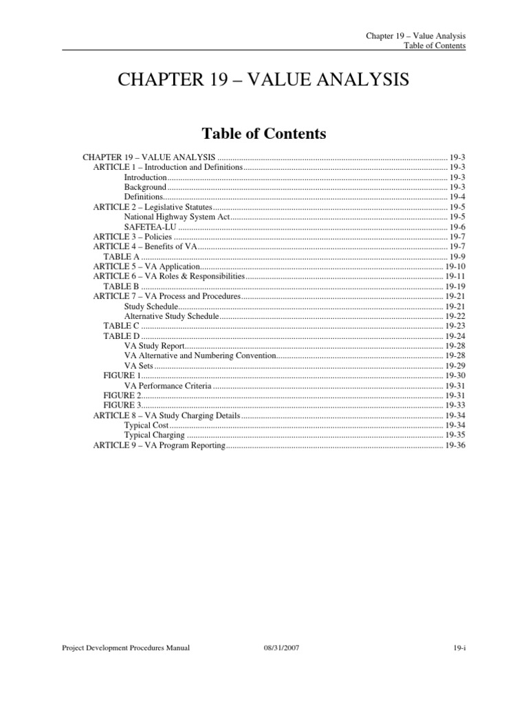 Chapter 19 - Value Analysis: Project Development Procedures Manual 08 ...