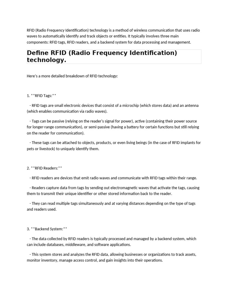 Understanding RFID Technology Basics | PDF | Radio Frequency ...