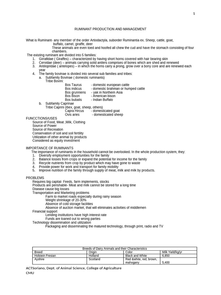 Ruminant Production Overview and Management | PDF | Cattle | Ruminant