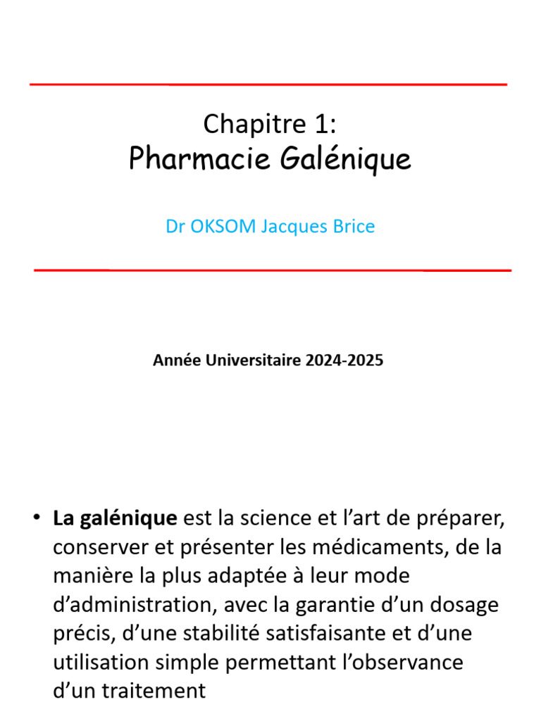 Galenique 1 | PDF