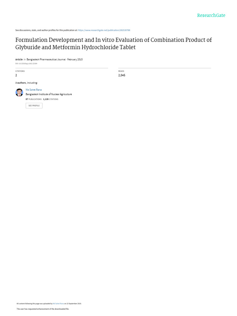 Formulation Development and in Vitro Evaluation of | PDF | Tablet ...