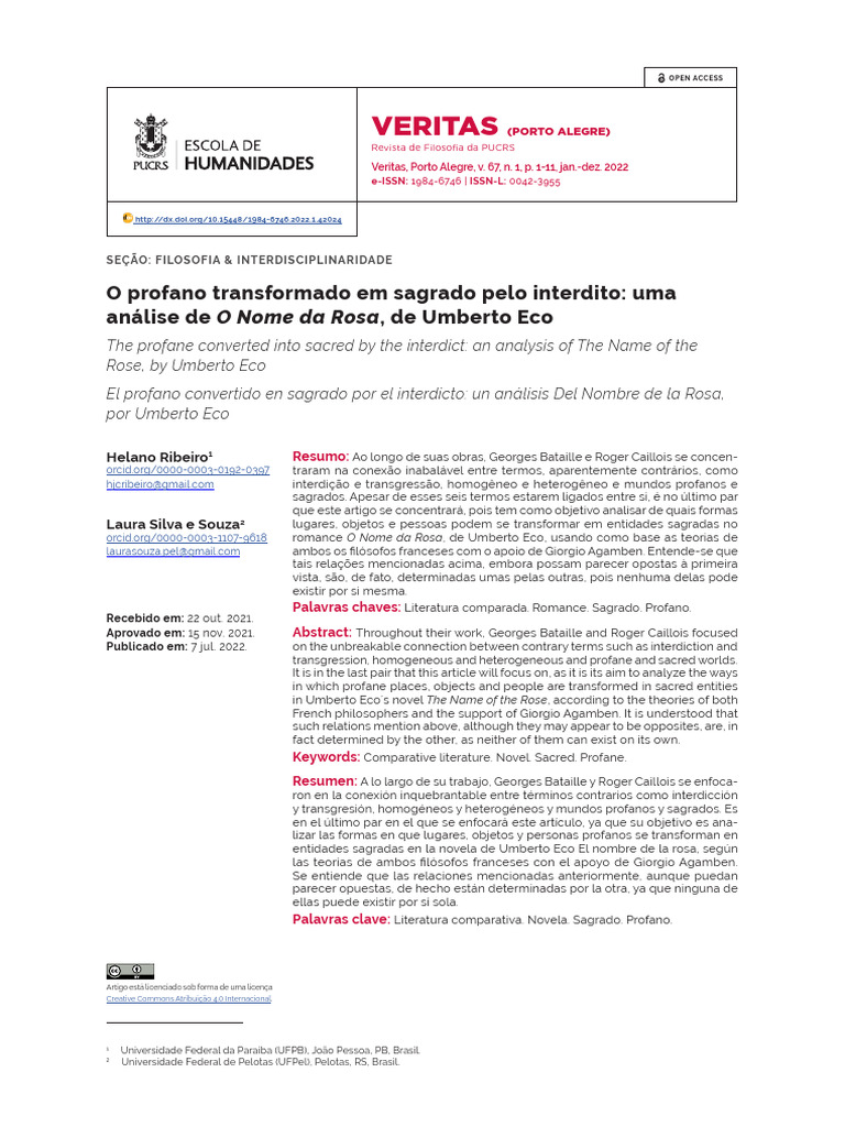 ART Bataille O Profano Transformado em Sagrado Pelo Interdito | PDF ...