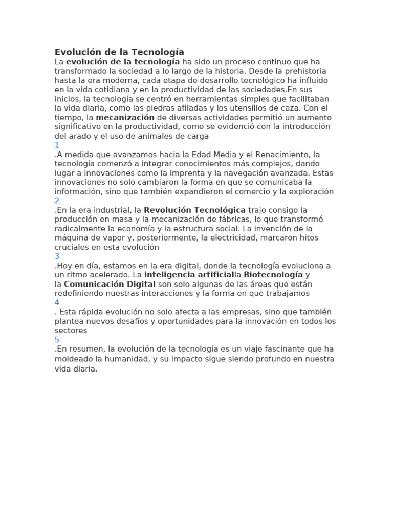 Evolución Tecnológica: De la Prehistoria a la Era Digital | PDF