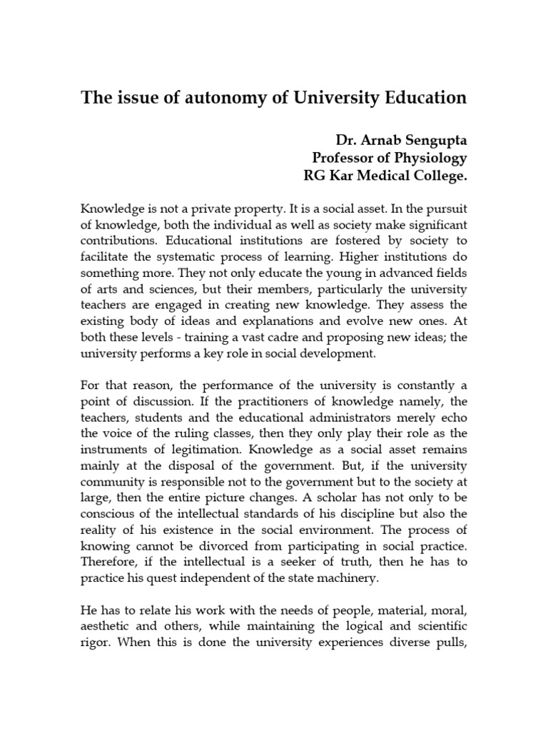 University Education Autonomy Explained | PDF | University | Knowledge