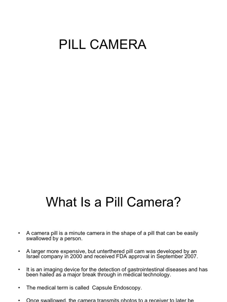 Pill Camera Slides PDF Endoscopy Medical Specialties