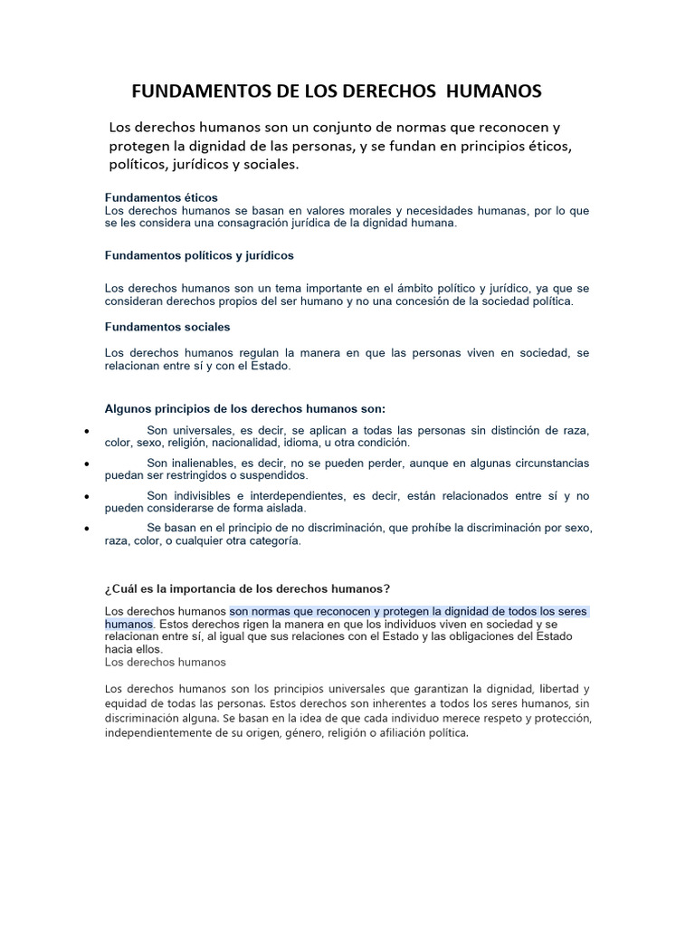 Fundamentos de Los Derechos Humanos | PDF | Política